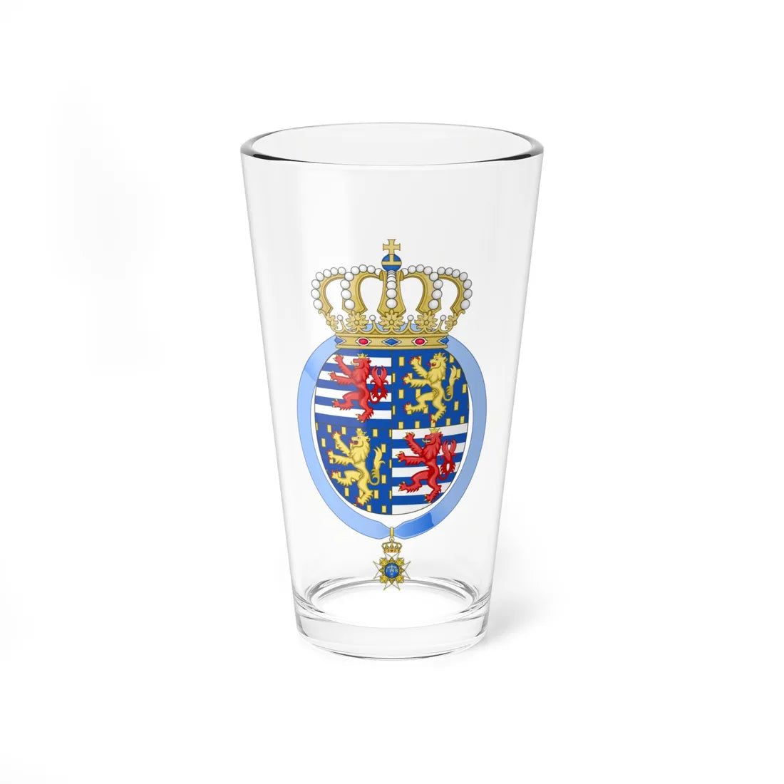 Coat of arms of Maria Teresa Grand Duchess of Luxembourg Order of Seraphim (Luxembourg) (Coat of Arms) Pint Glass 16oz 16oz - Go Mug Yourself