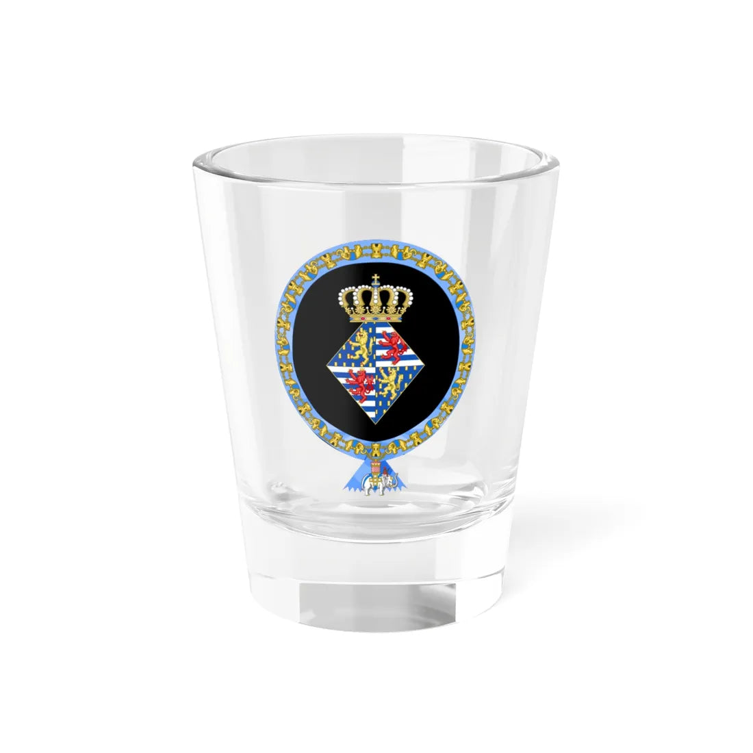 Coat of Arms of Maria Teresa of Luxembourg Order of the Elephant (Luxembourg) (Coat of Arms) Shot Glass 1.5oz 1.5oz - Go Mug Yourself