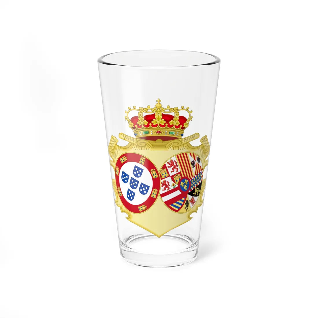 Coat of Arms of Mariana Victoria of Spain Queen of Portugal Arms of Alliance Variant (Portugal) (Coat of Arms) Pint Glass 16oz 16oz - Go Mug Yourself