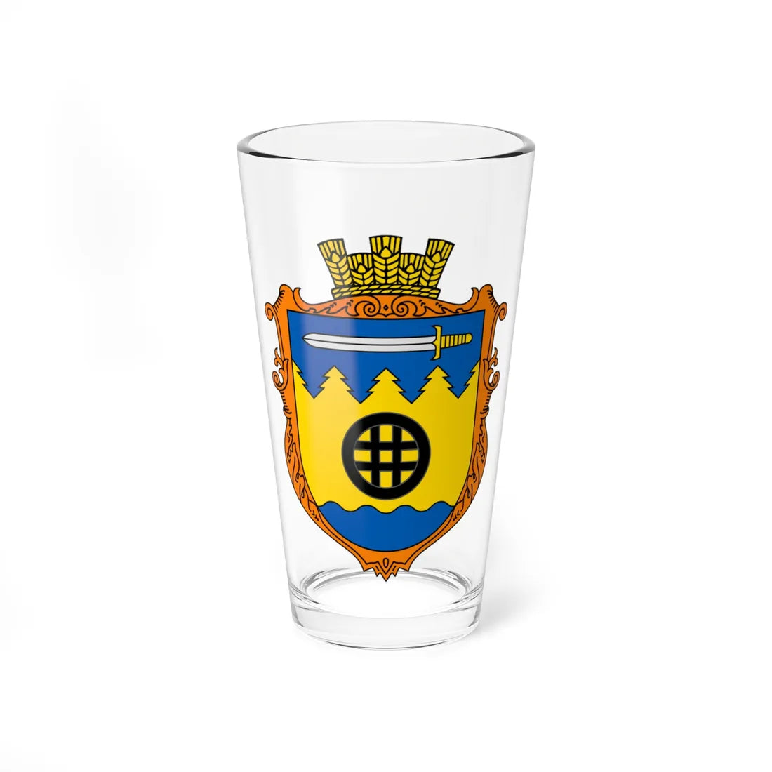 Coat of Arms of Melnychne (Ukraine) (Coat of Arms) Pint Glass 16oz 16oz - Go Mug Yourself