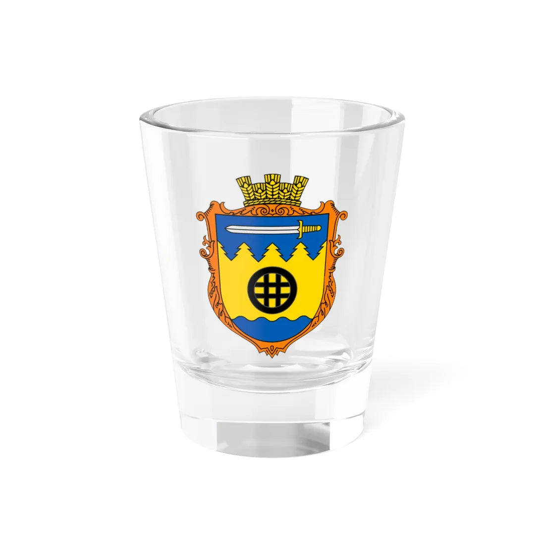 Coat of Arms of Melnychne (Ukraine) (Coat of Arms) Shot Glass 1.5oz 1.5oz - Go Mug Yourself