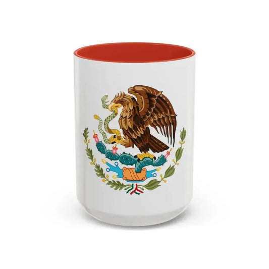 Coat of arms of Mexico - Accent Coffee Mug 15oz Red - Go Mug Yourself