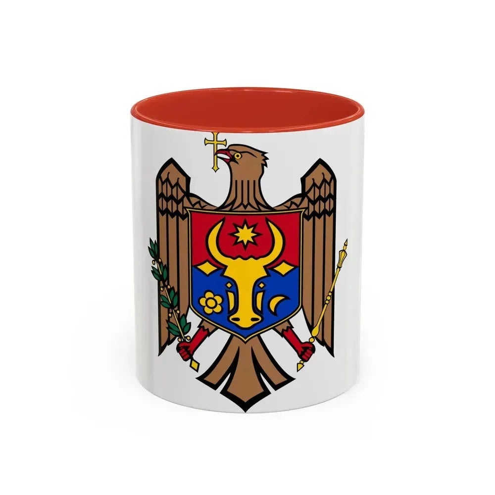 Coat of arms of Moldova - Accent Coffee Mug 11oz Red - Go Mug Yourself
