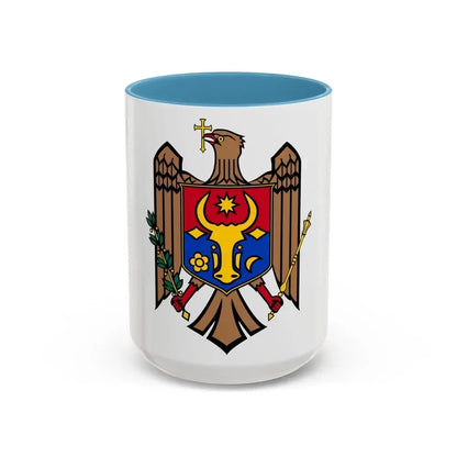 Coat of arms of Moldova - Accent Coffee Mug 15oz Light Blue - Go Mug Yourself