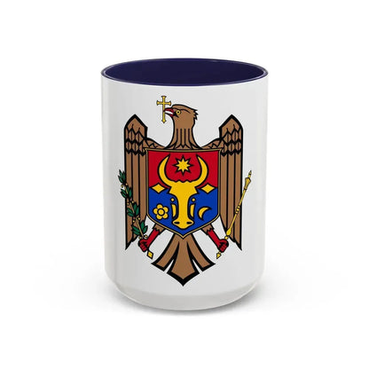 Coat of arms of Moldova - Accent Coffee Mug 15oz Navy - Go Mug Yourself