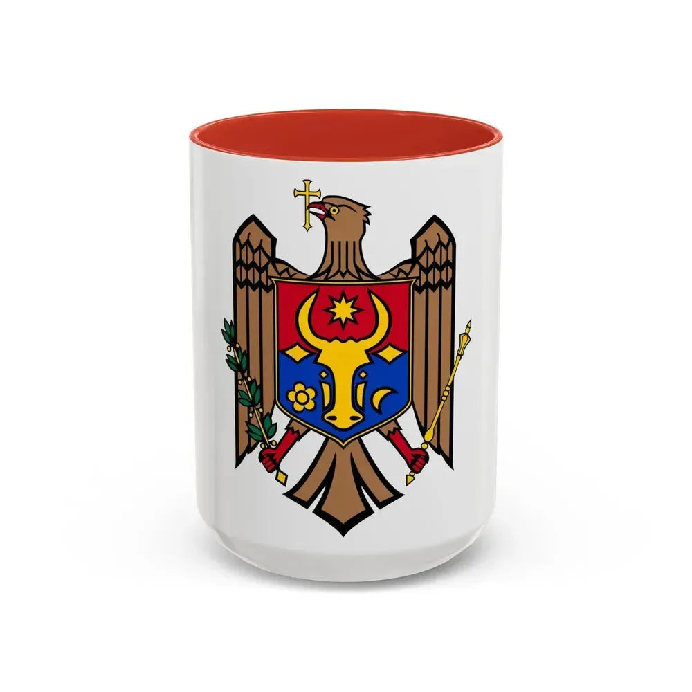 Coat of arms of Moldova - Accent Coffee Mug 15oz Red - Go Mug Yourself