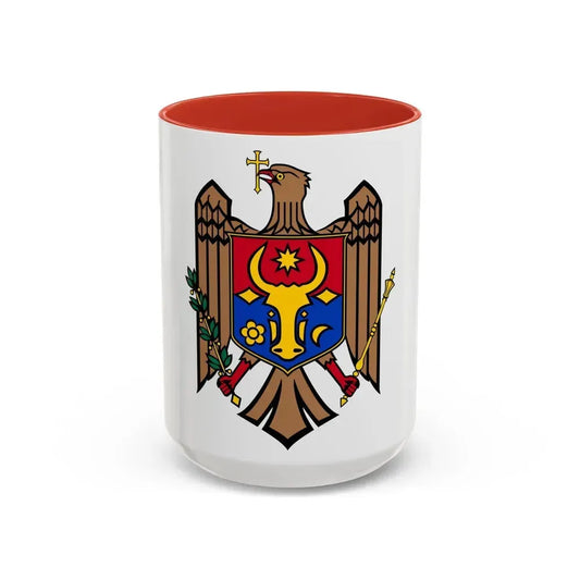 Coat of arms of Moldova - Accent Coffee Mug 15oz Red - Go Mug Yourself