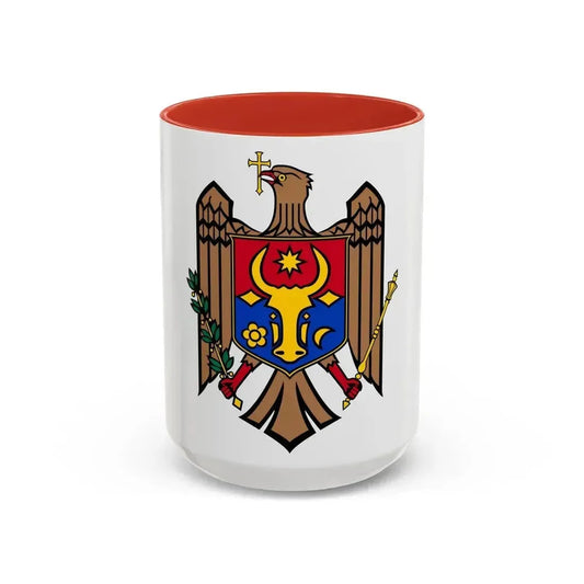 Coat of arms of Moldova - Accent Coffee Mug 15oz Red - Go Mug Yourself