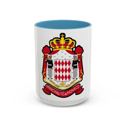Coat of arms of Monaco - Accent Coffee Mug 15oz Light Blue - Go Mug Yourself