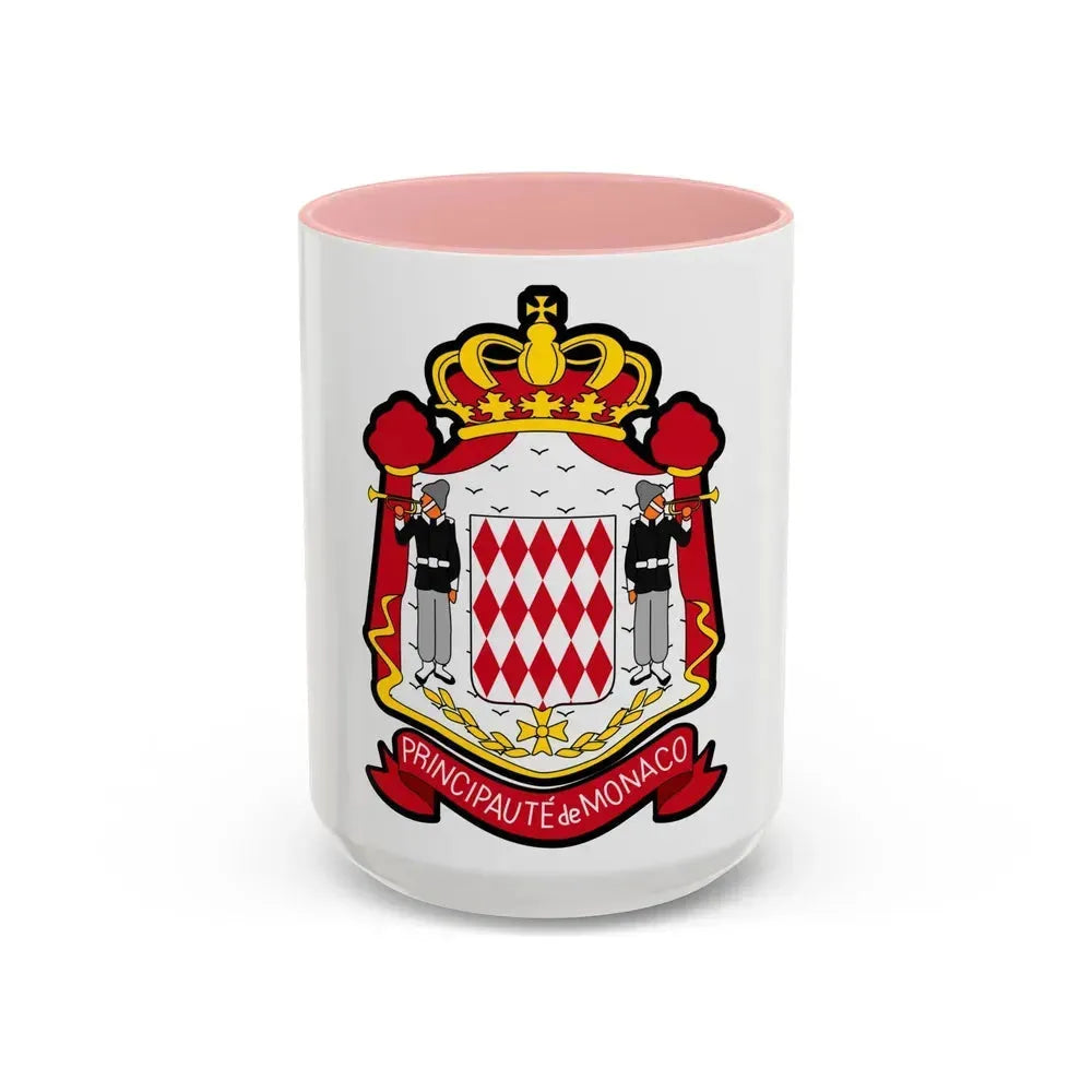Coat of arms of Monaco - Accent Coffee Mug 15oz Pink - Go Mug Yourself
