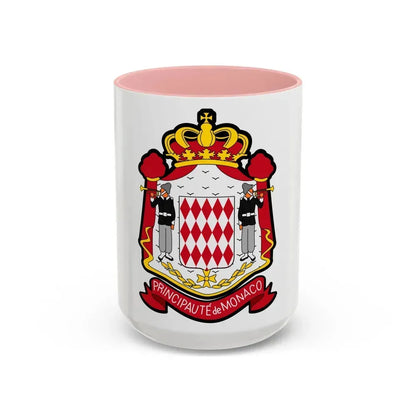 Coat of arms of Monaco - Accent Coffee Mug 15oz Pink - Go Mug Yourself