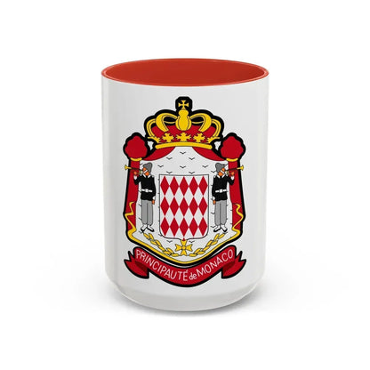 Coat of arms of Monaco - Accent Coffee Mug 15oz Red - Go Mug Yourself