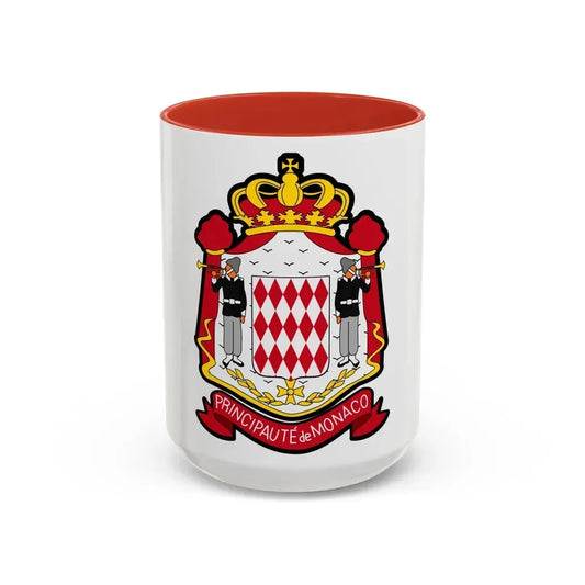 Coat of arms of Monaco - Accent Coffee Mug 15oz Red - Go Mug Yourself