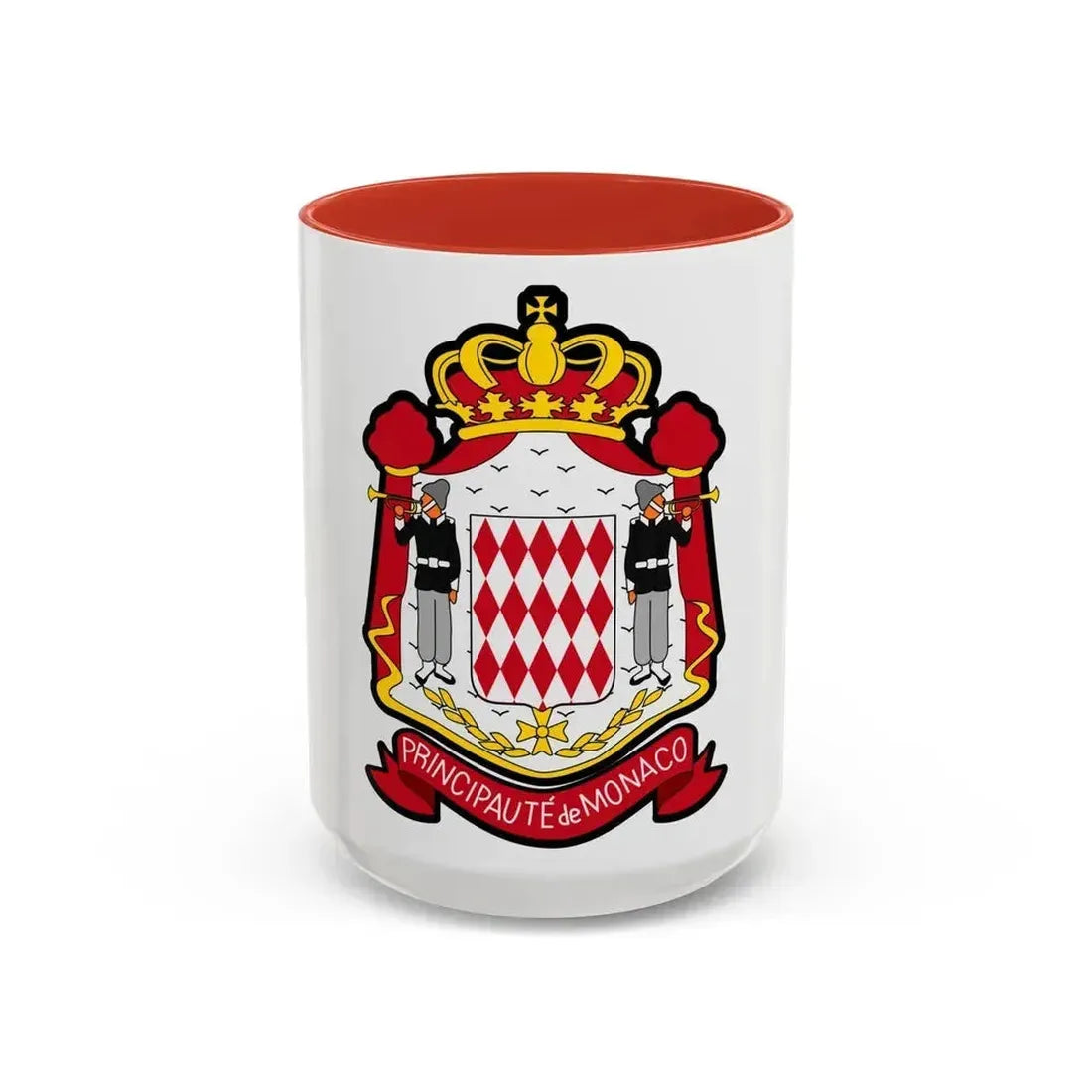 Coat of arms of Monaco - Accent Coffee Mug 15oz Red - Go Mug Yourself