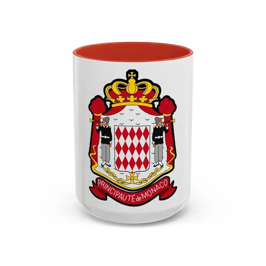 Coat of arms of Monaco - Accent Coffee Mug 15oz Red - Go Mug Yourself