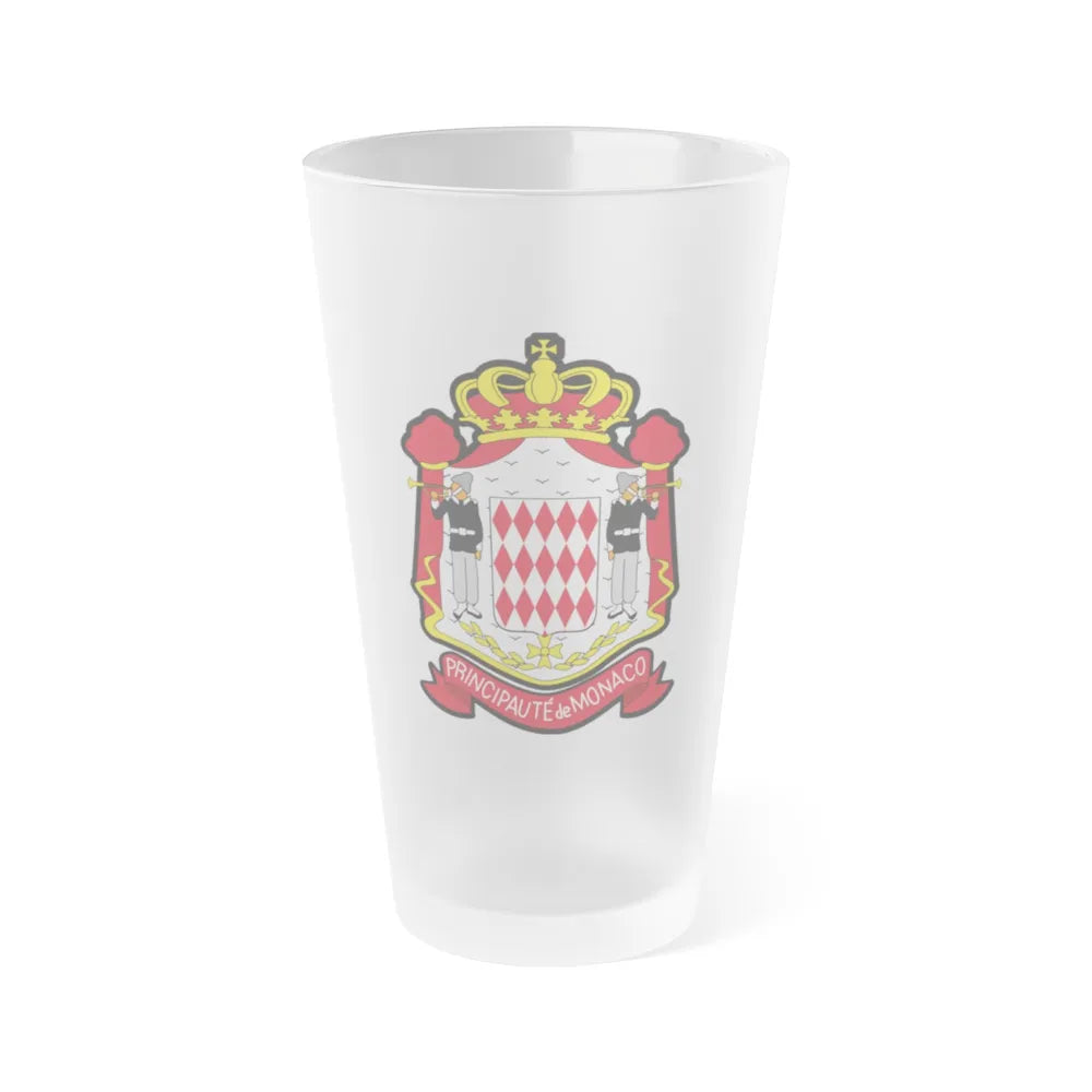 Coat of arms of Monaco - Frosted Pint Glass 16oz-16oz-Frosted-Go Mug Yourself