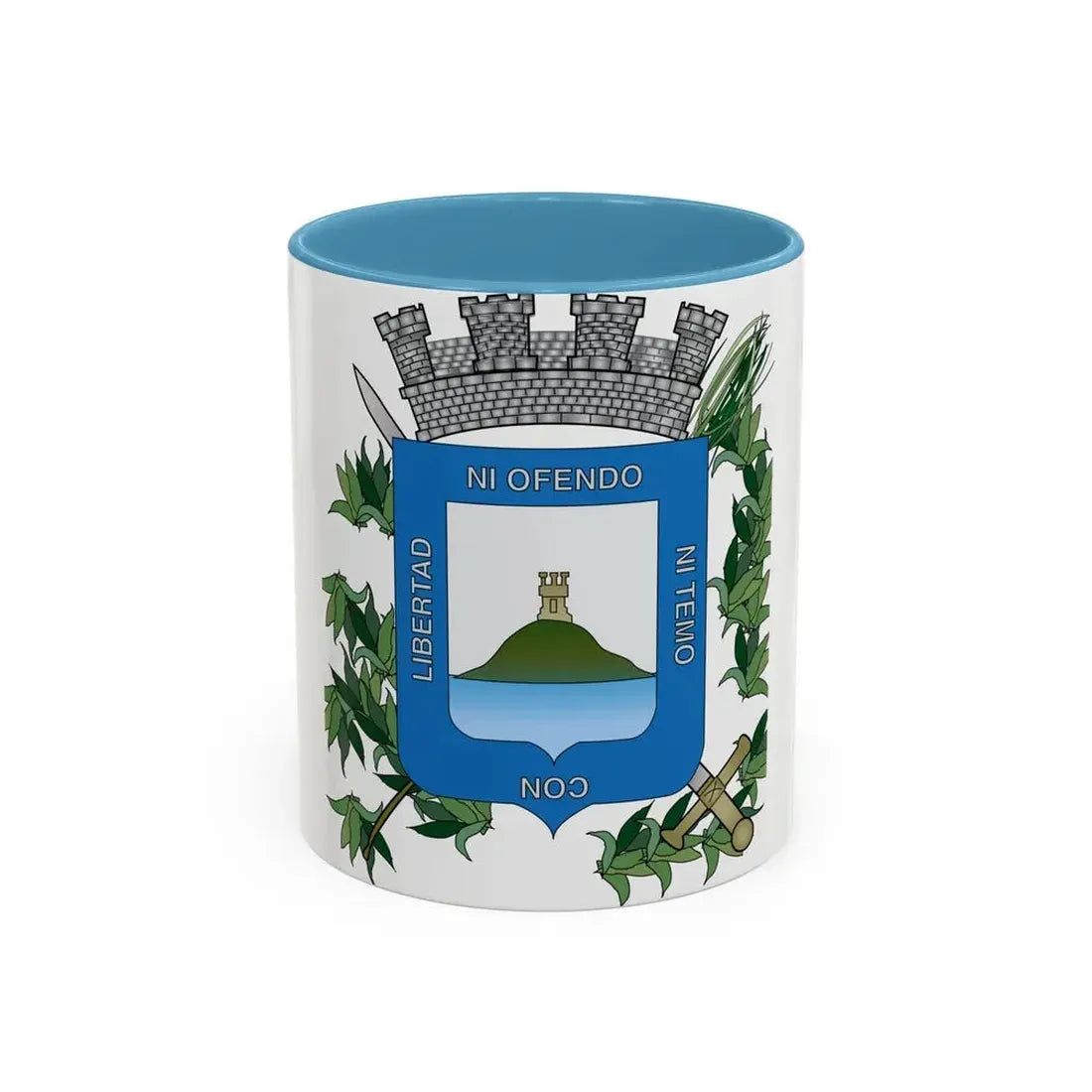 Coat of arms of Montevideo Department - Accent Coffee Mug 11oz Light Blue - Go Mug Yourself