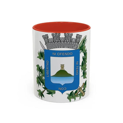 Coat of arms of Montevideo Department - Accent Coffee Mug 11oz Red - Go Mug Yourself