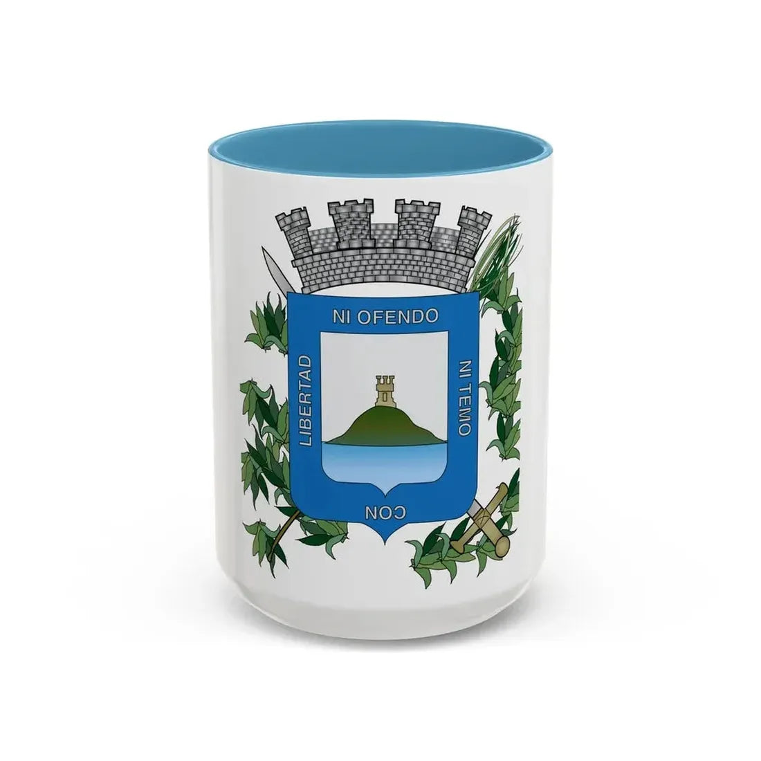 Coat of arms of Montevideo Department - Accent Coffee Mug 15oz Light Blue - Go Mug Yourself
