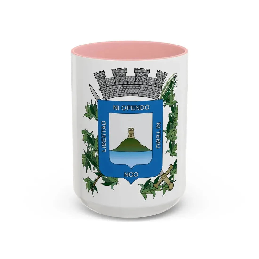 Coat of arms of Montevideo Department - Accent Coffee Mug 15oz Pink - Go Mug Yourself