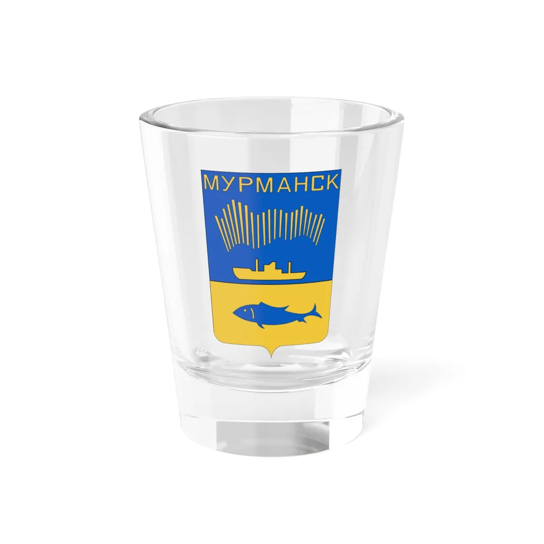 Coat of Arms of Murmansk 1968-2004 (Russia) (Coat of Arms) Shot Glass 1.5oz - Go Mug Yourself
