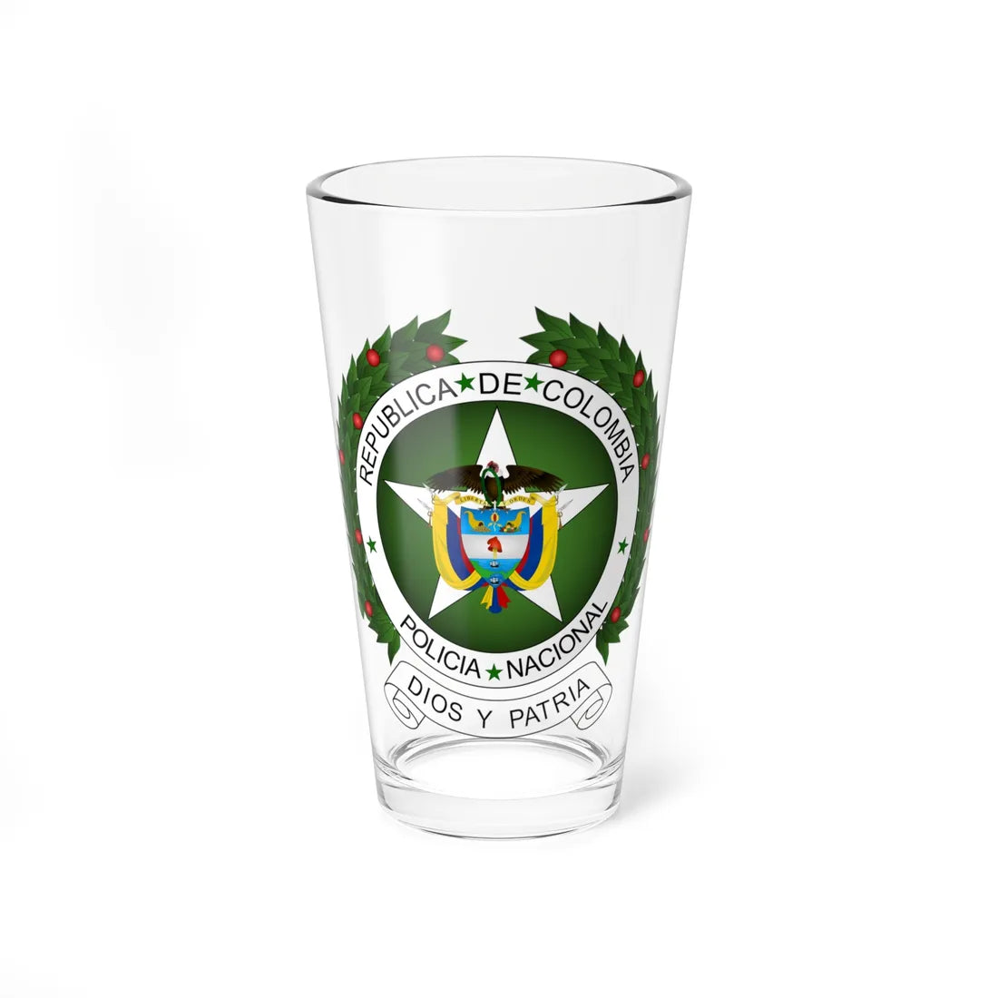 Coat of arms of National Police of Colombia (Colombia) (Coat of Arms) Pint Glass 16oz 16oz - Go Mug Yourself