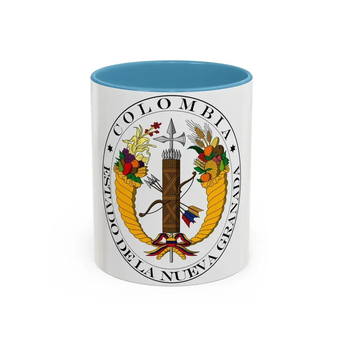 Coat of arms of New Granada (1830) - Accent Coffee Mug 11oz Light Blue - Go Mug Yourself