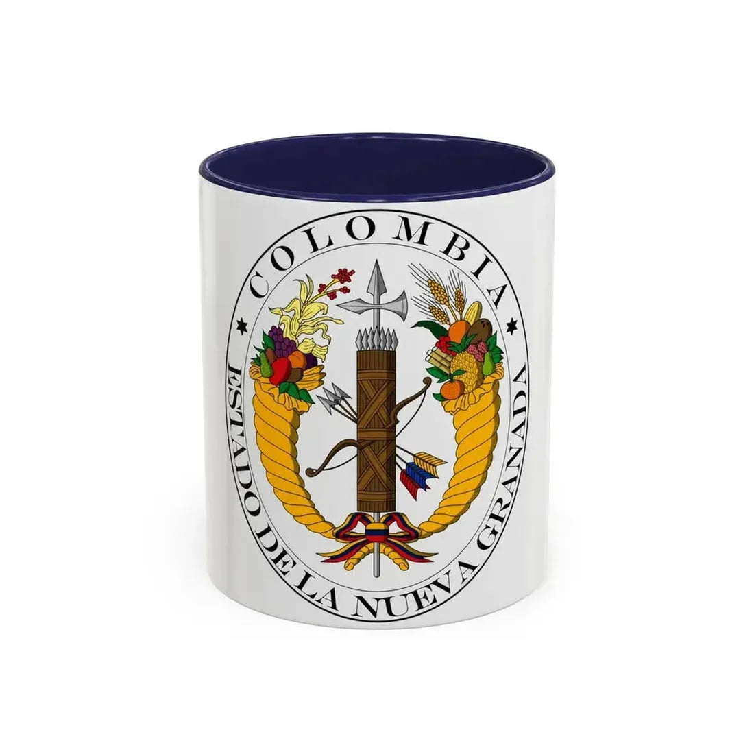 Coat of arms of New Granada (1830) - Accent Coffee Mug 11oz Navy - Go Mug Yourself