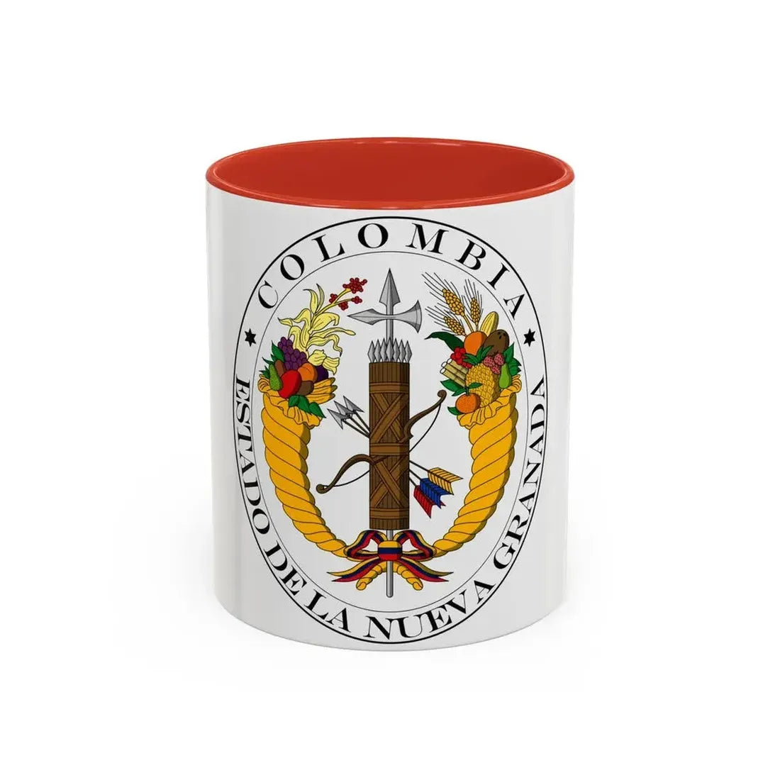 Coat of arms of New Granada (1830) - Accent Coffee Mug 11oz Red - Go Mug Yourself