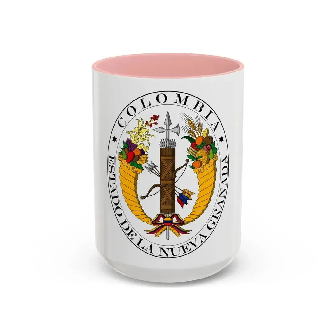 Coat of arms of New Granada (1830) - Accent Coffee Mug 15oz Pink - Go Mug Yourself