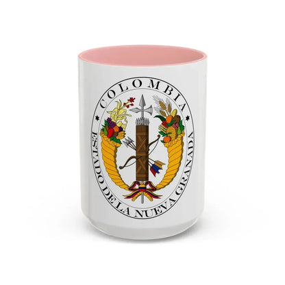 Coat of arms of New Granada (1830) - Accent Coffee Mug 15oz Pink - Go Mug Yourself