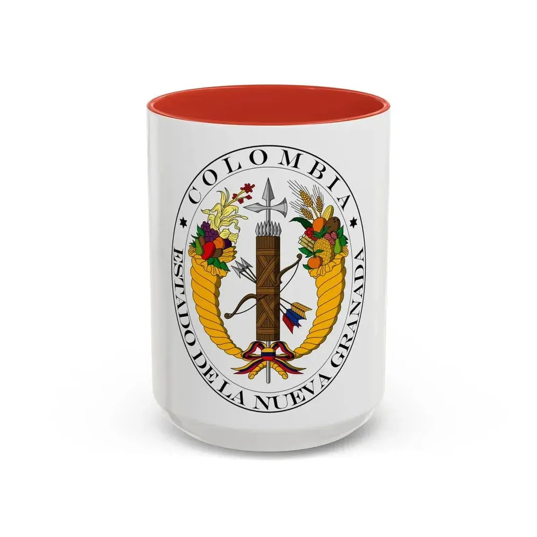 Coat of arms of New Granada (1830) - Accent Coffee Mug 15oz Red - Go Mug Yourself