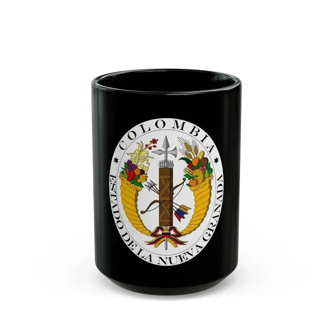 Coat of arms of New Granada (1830) - Black Coffee Mug 15oz - Go Mug Yourself