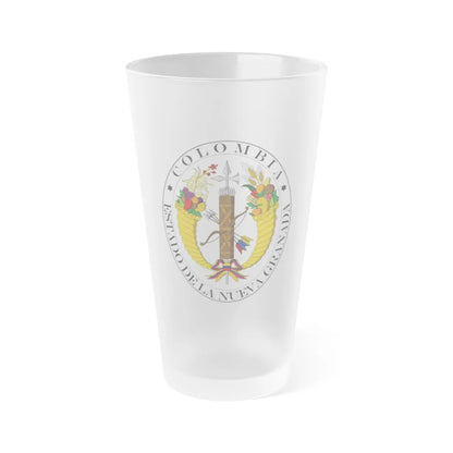 Coat of arms of New Granada (1830) - Frosted Pint Glass 16oz-Go Mug Yourself