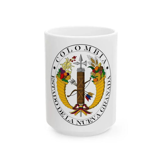 Coat of arms of New Granada (1830) - White Coffee Mug 15oz - Go Mug Yourself