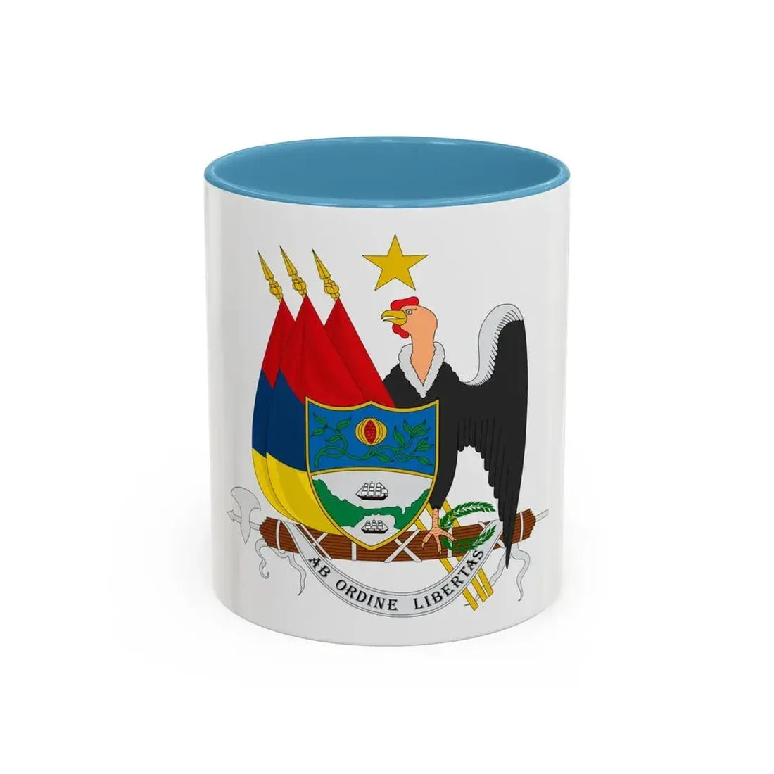 Coat of arms of New Granada (1854) - Accent Coffee Mug 11oz Light Blue - Go Mug Yourself