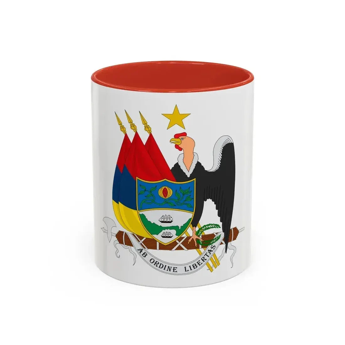 Coat of arms of New Granada (1854) - Accent Coffee Mug 11oz Red - Go Mug Yourself
