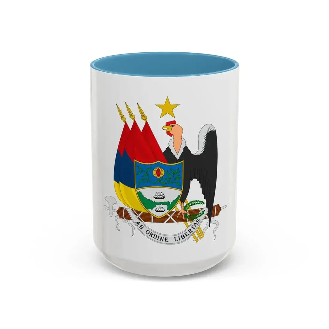 Coat of arms of New Granada (1854) - Accent Coffee Mug 15oz Light Blue - Go Mug Yourself