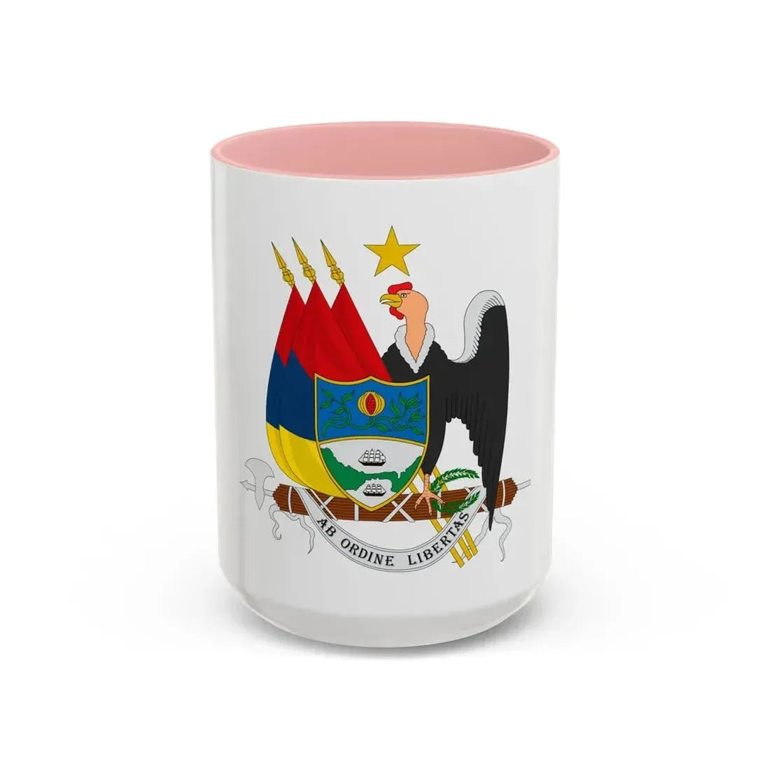 Coat of arms of New Granada (1854) - Accent Coffee Mug 15oz Pink - Go Mug Yourself