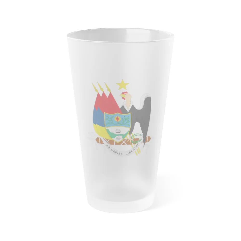 Coat of arms of New Granada (1854) - Frosted Pint Glass 16oz-Go Mug Yourself