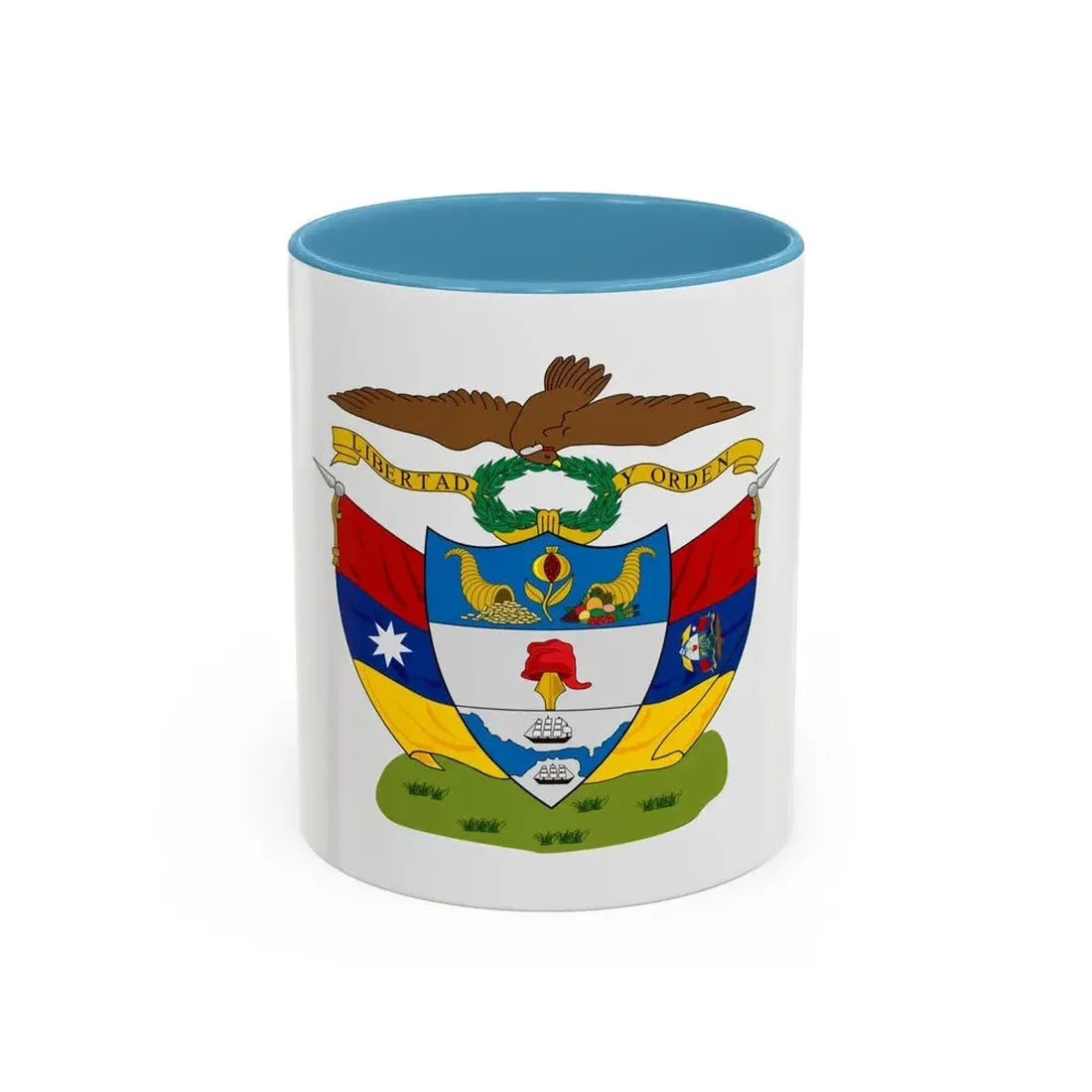 Coat of arms of New Granada - Accent Coffee Mug 11oz Light Blue - Go Mug Yourself