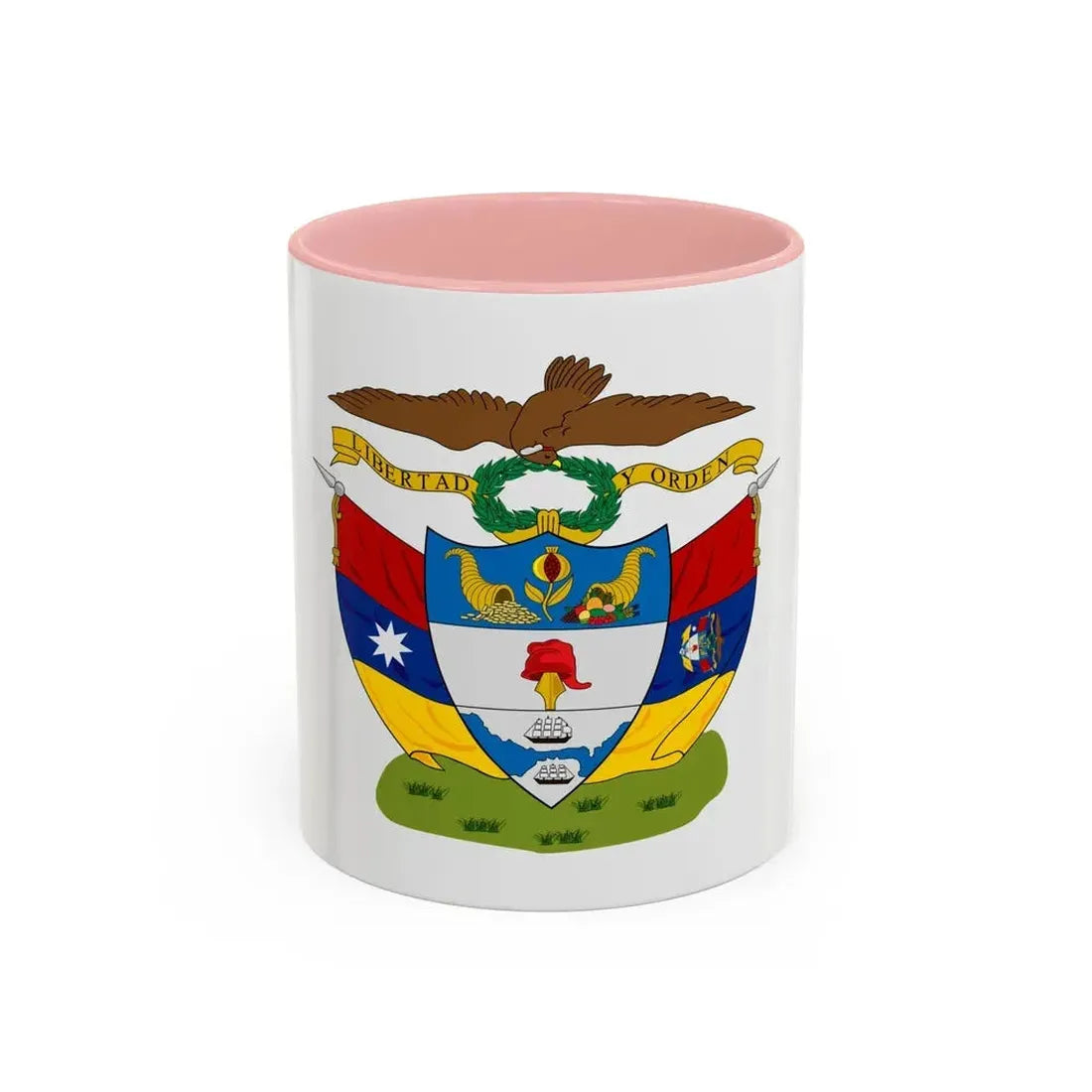 Coat of arms of New Granada - Accent Coffee Mug 11oz Pink - Go Mug Yourself