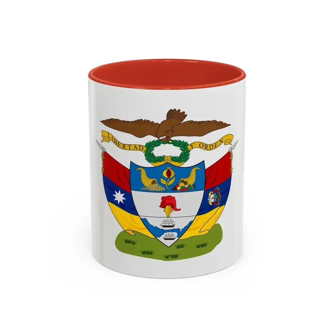 Coat of arms of New Granada - Accent Coffee Mug 11oz Red - Go Mug Yourself