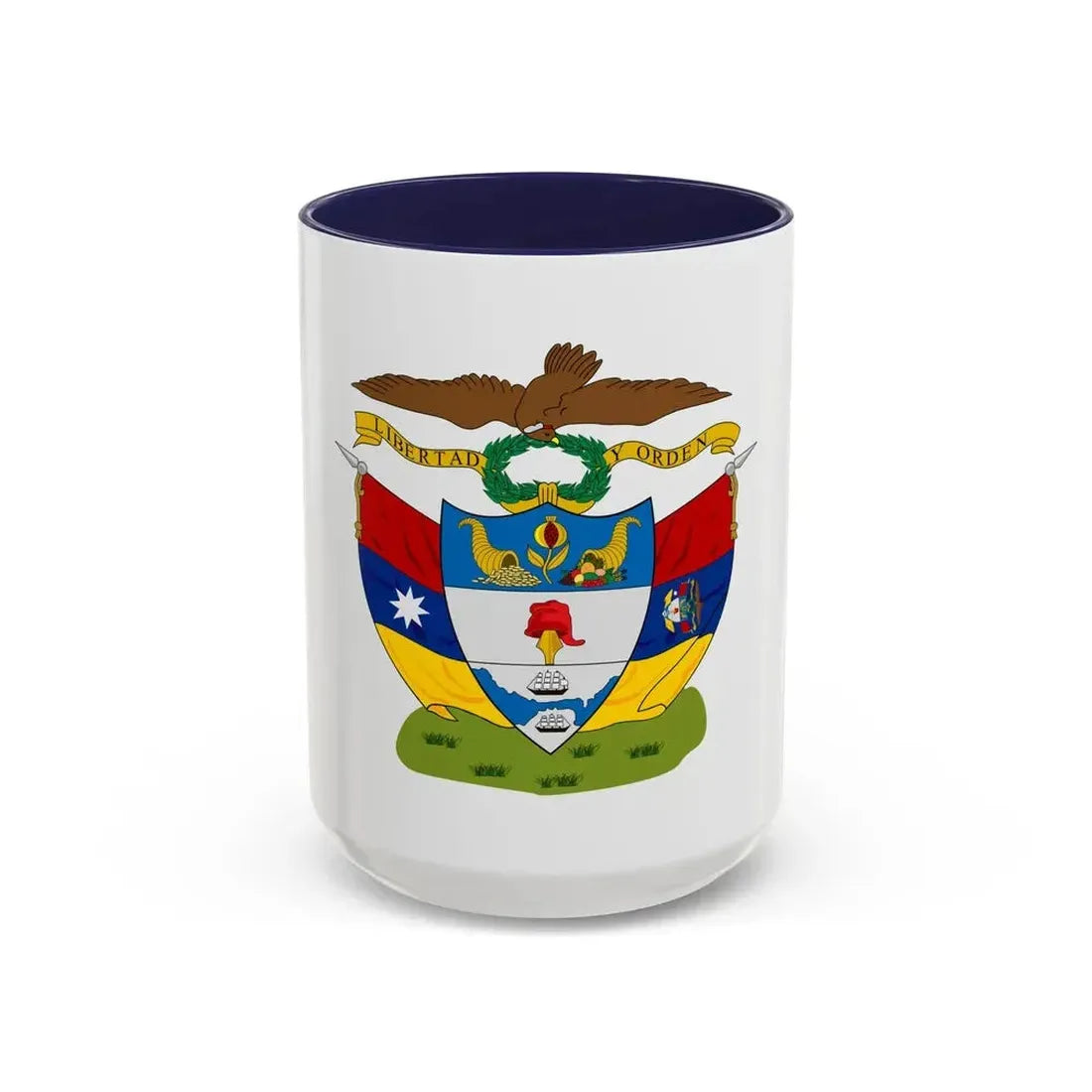 Coat of arms of New Granada - Accent Coffee Mug 15oz Navy - Go Mug Yourself