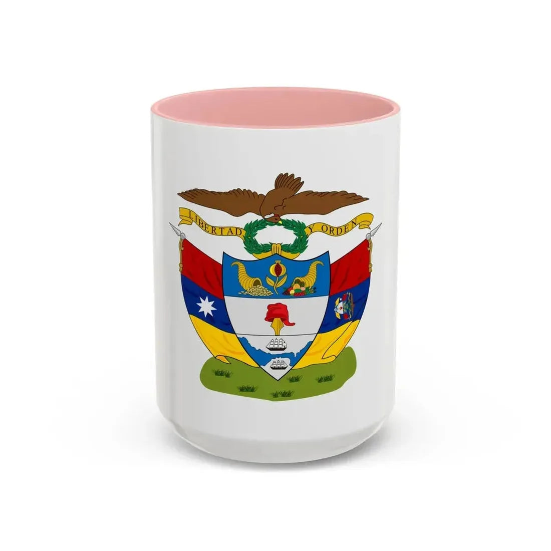 Coat of arms of New Granada - Accent Coffee Mug 15oz Pink - Go Mug Yourself