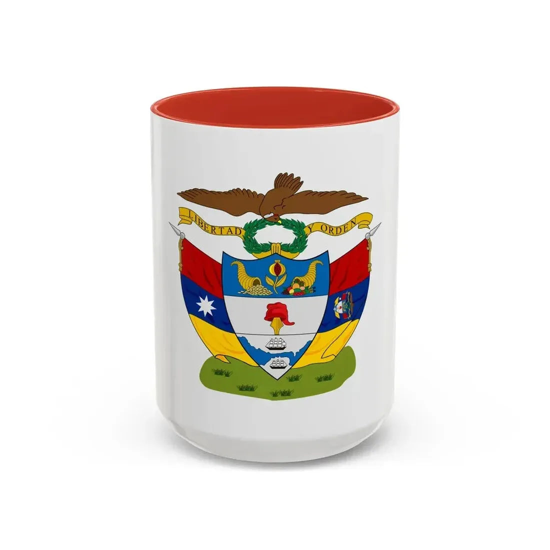 Coat of arms of New Granada - Accent Coffee Mug 15oz Red - Go Mug Yourself