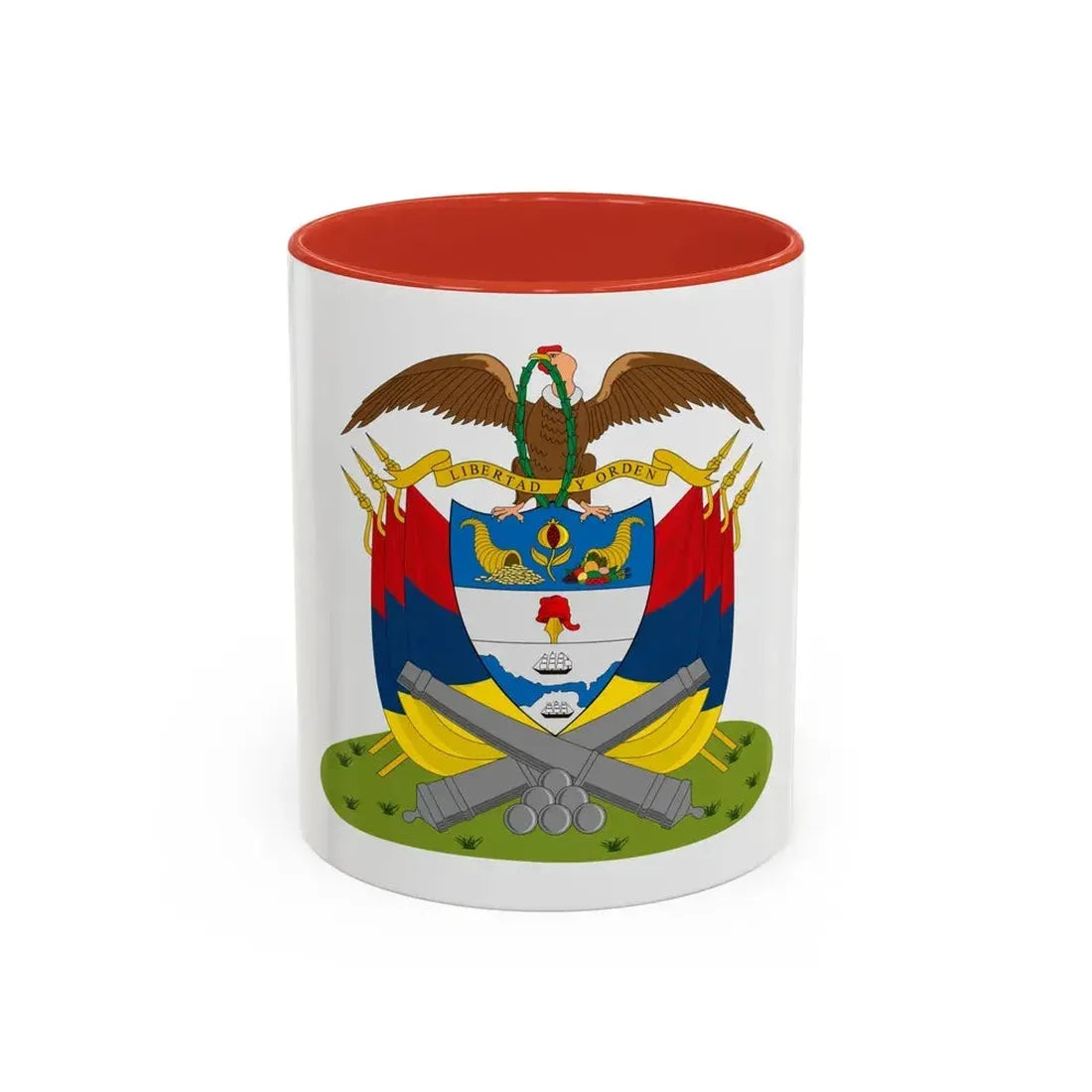Coat of arms of New Granada (December 1854) - Accent Coffee Mug 11oz Red - Go Mug Yourself