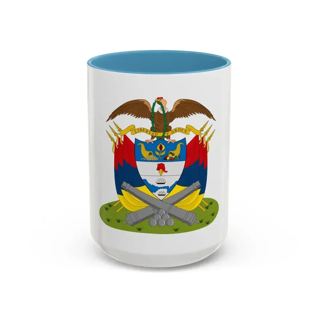 Coat of arms of New Granada (December 1854) - Accent Coffee Mug 15oz Light Blue - Go Mug Yourself
