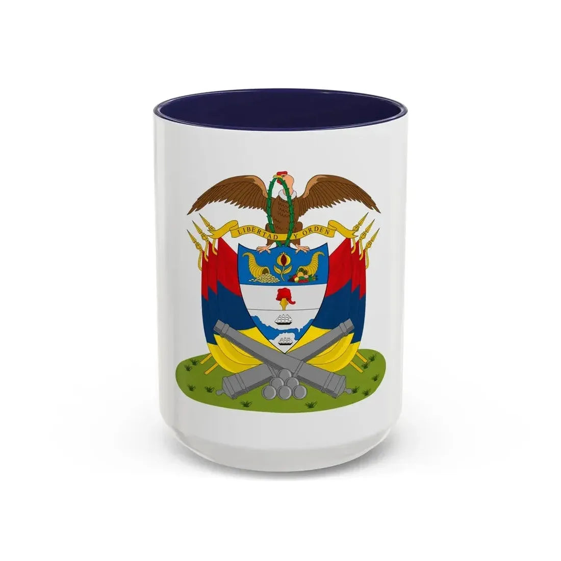 Coat of arms of New Granada (December 1854) - Accent Coffee Mug 15oz Navy - Go Mug Yourself