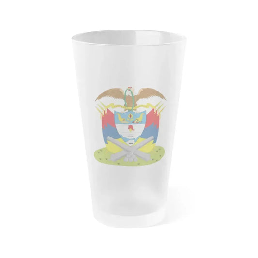 Coat of arms of New Granada (December 1854) - Frosted Pint Glass 16oz 16oz Frosted - Go Mug Yourself